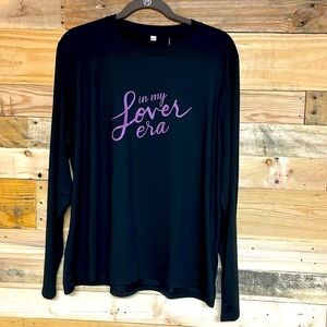 Size L and XL black long sleeve buttery soft and stretchy “In My Lovers Era” tee